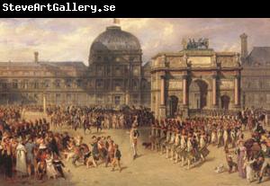 joseph-Louis-Hippolyte  Bellange A Review Day under the Empire in the Cour de Carrousel near the Tuileries Palace (mk05)